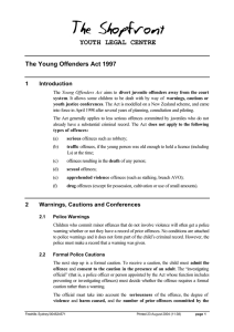 YOUTH LEGAL CENTRE The Young Offenders Act 1997 1 Introduction