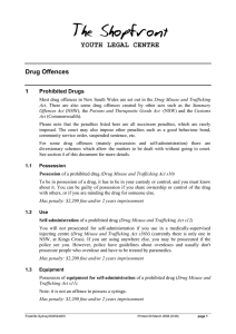 YOUTH LEGAL CENTRE Drug Offences 1 Prohibited Drugs