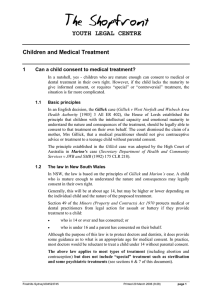 YOUTH LEGAL CENTRE Children and Medical Treatment 1