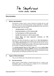 YOUTH LEGAL CENTRE Discrimination h 1