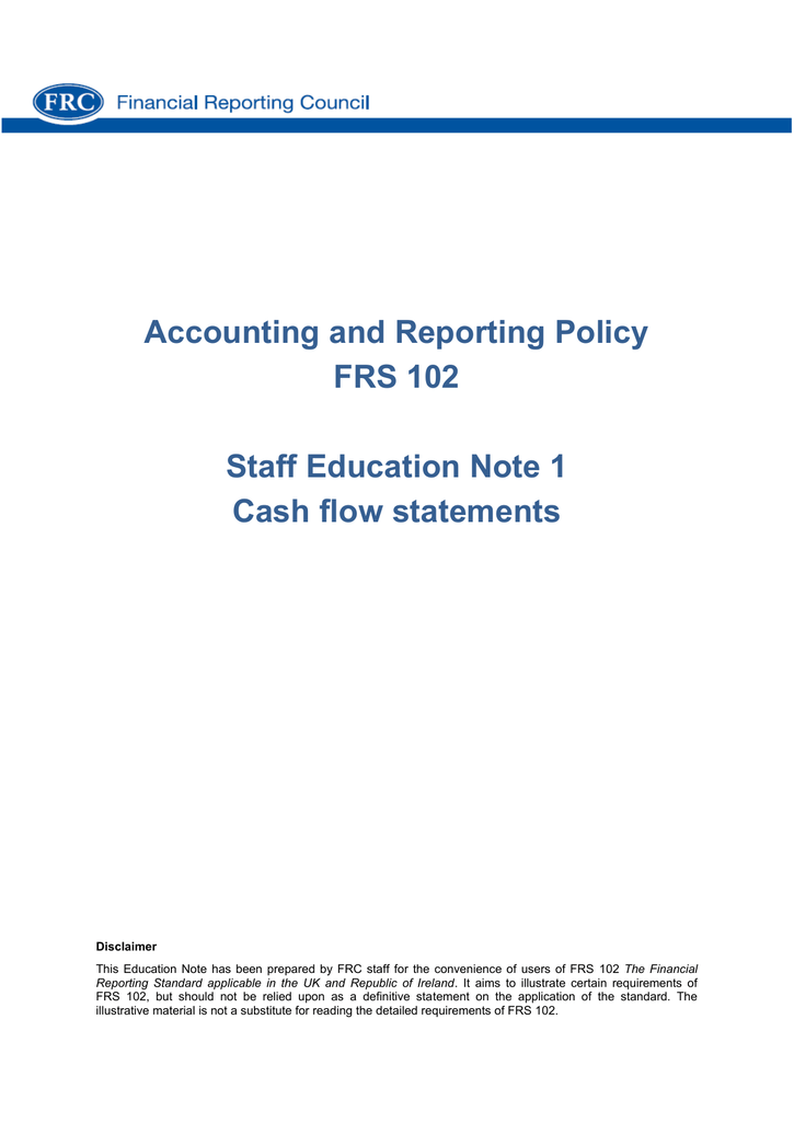 accounting and reporting policy frs 102 staff education note 1 burger king income statement fund flow solved problems with adjustments pdf