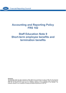Accounting and Reporting Policy FRS 102 Staff Education Note 9