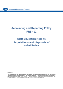 Accounting and Reporting Policy FRS 102 Staff Education Note 15