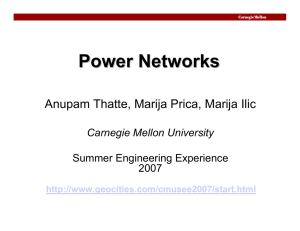Power Networks Anupam Thatte, Marija Prica, Marija Ilic Carnegie Mellon University