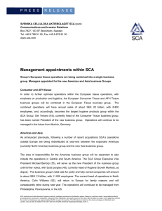 Management appointments within SCA