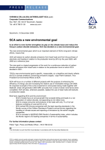 SCA sets a new environmental goal