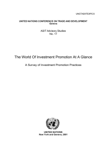 The World Of Investment Promotion At A Glance ASIT Advisory Studies