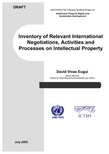 Inventory of Relevant International Negotiations, Activities and Processes on Intellectual Property DRAFT