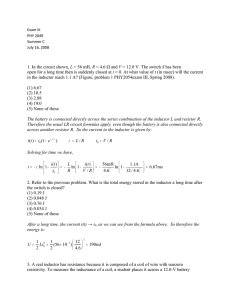 L t in the inductor reach 1.1 A? (Figure, problem 1 PHY2054exam... (1) 6.67