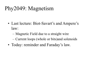 Phy2049: Magnetism • Last lecture: Biot-Savart’s and Ampere’s law: