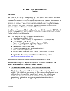 NIH (PHS) Conflict of Interest Disclosure Guidelines Background