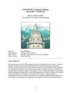 CJ/PAD 5361: Capstone Seminar  (Spring 2014 --Traditional) School of Public Affairs