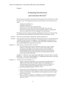 Evaluating Introductions and Literature Reviews 1