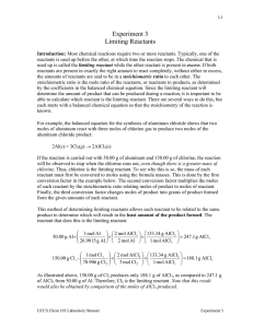 Experiment 3 Limiting Reactants