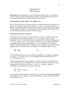 Experiment 11 The Gas Laws