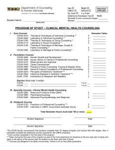 PROGRAM OF STUDY – CLINICAL MENTAL HEALTH COUNSELING   Night 