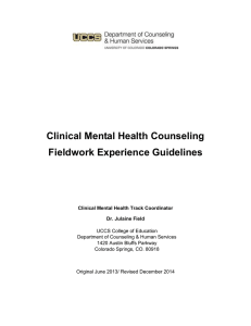 Clinical Mental Health Counseling Fieldwork Experience Guidelines