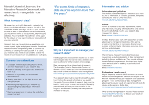 Information and advice Monash University Library and the