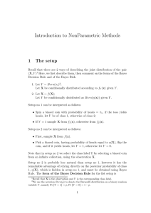 Introduction to NonParametric Methods 1 The setup