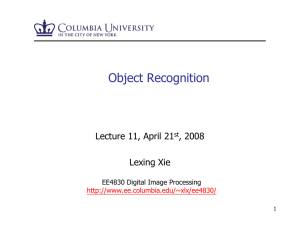 Object Recognition Lecture 11, April 21 , 2008 Lexing Xie