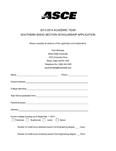 2013-2014 ACADEMIC YEAR SOUTHERN IDAHO SECTION SCHOLARSHIP APPLICATION