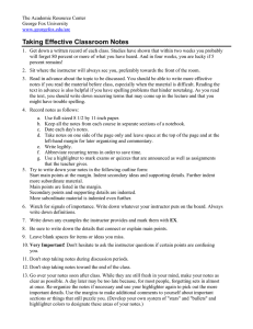 Taking Effective Classroom Notes