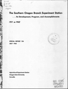 The Southern Oregon Branch Experiment Station . . . 1962