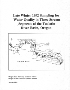 Late Winter 1992 Sampling for ' Segments of the Tualatin