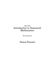 Introduction to Numerical Mathematics Simon Foucart Math 226