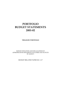 PORTFOLIO BUDGET STATEMENTS 2001-02 TREASURY PORTFOLIO