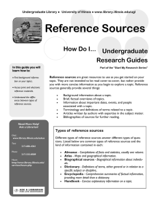 Reference Sources How Do I... Undergraduate Research Guides
