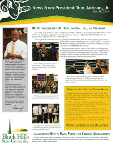 News from President Tom Jackson, Jr. BHSU I D . t