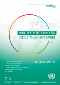 INVESTMENT POLICY FRAMEWORK FOR SUSTAINABLE DEVELOPMENT EXECUTIVE SUMMARY