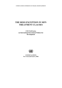 THE REIO EXCEPTION IN MFN TREATMENT CLAUSES  UNCTAD Series
