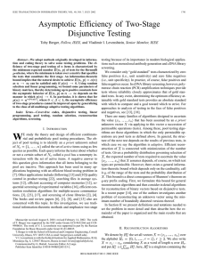 Asymptotic Efficiency of Two-Stage Disjunctive Testing , Fellow, IEEE,
