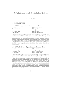 A Collection of mostly South Indian Recipes 1 BREAKFAST November 14, 2009