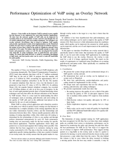 Performance Optimization of VoIP using an Overlay Network