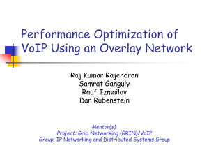 Performance Optimization of VoIP Using an Overlay Network Raj Kumar Rajendran Samrat Ganguly