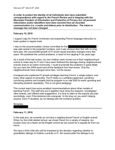 In order to protect the identity of all individuals who have... correspondence with regard to the French Review and in keeping with...