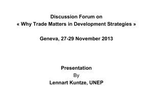 Discussion Forum on « Why Trade Matters in Development Strategies » Presentation