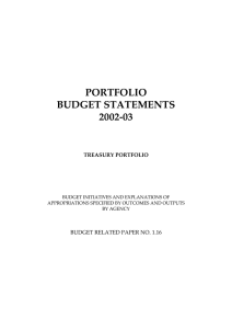 PORTFOLIO BUDGET STATEMENTS 2002-03 TREASURY PORTFOLIO