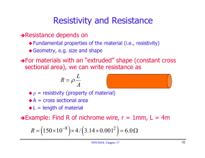 Resistivity and Resistance