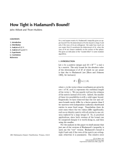 How Tight is Hadamard's Bound? John Abbott and Thorn Mulders