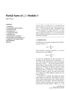 Partial Sums of (G) Modulo 1 Jade Vinson