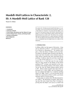 Mordell-Weil Lattices in Characteristic 2, Noam D. Elkies