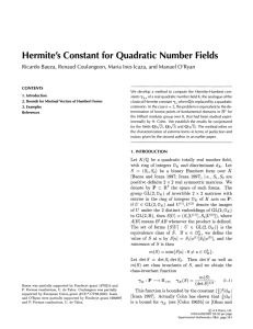 Hermite's Constant for Quadratic Number Fields