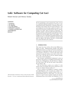 Loki: Software for Computing Cut Loci Robert Sinclair and Minoru Tanaka CONTENTS R
