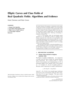 Elliptic Curves and Class Fields of Henri Darmon and Peter Green CONTENTS