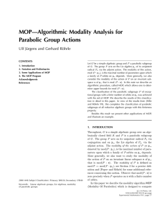 MOP—Algorithmic Modality Analysis for Parabolic Group Actions CONTENTS