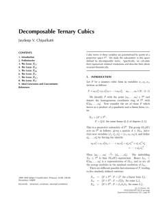 Decomposable Ternary Cubics Jaydeep V. Chipalkatti CONTENTS